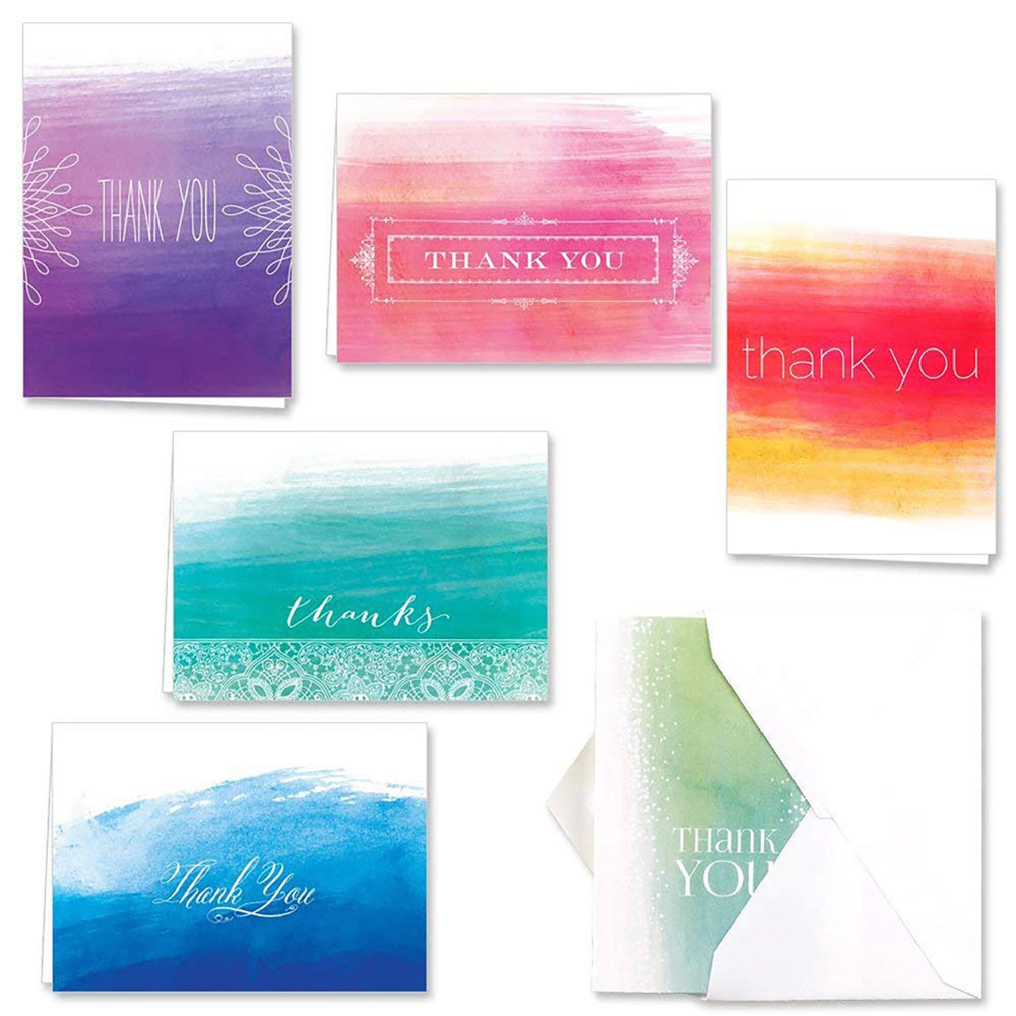 JAM Paper Assorted Colorful Ombre Blank Thank You Cards Set, 36ct.